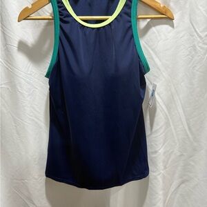 Lands' End Navy Blue Swimwear with White Detail